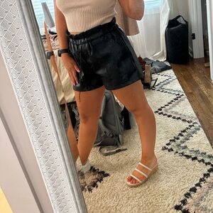 Boutique black leather shorts